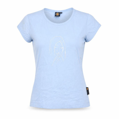 Carrot Banana & Peach Womens Blue XS Slim Fit Graphic T-Shirt