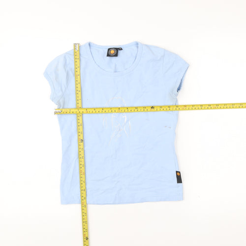 Carrot Banana & Peach Womens Blue XS Slim Fit Graphic T-Shirt