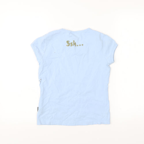 Carrot Banana & Peach Womens Blue XS Slim Fit Graphic T-Shirt