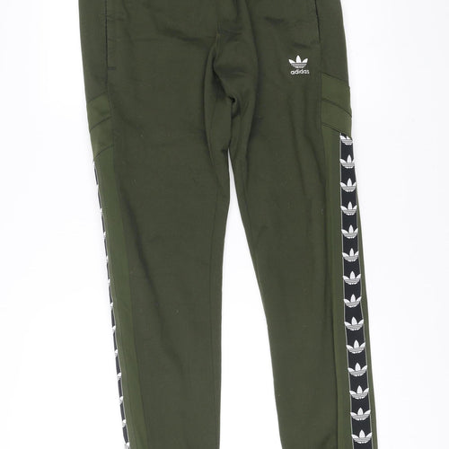 Adidas Men’s Green Jogger Track Pants M Regular Fit Tapered Fleece