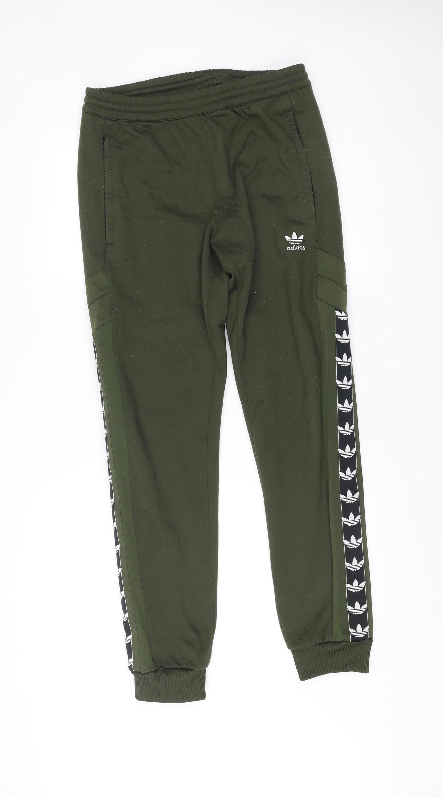 Adidas Men’s Green Jogger Track Pants M Regular Fit Tapered Fleece