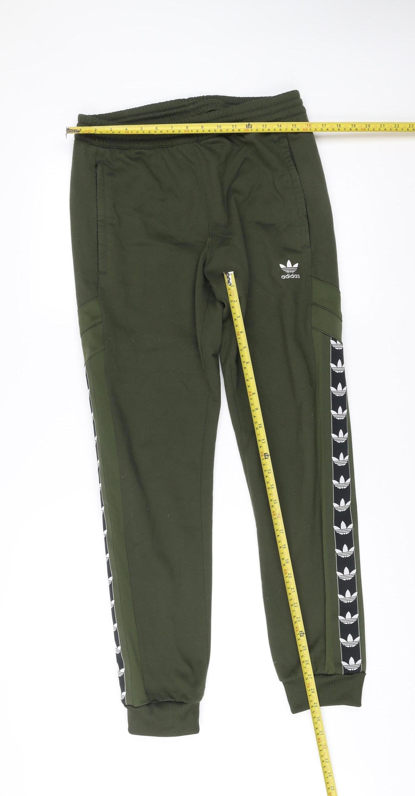 Adidas Men’s Green Jogger Track Pants M Regular Fit Tapered Fleece