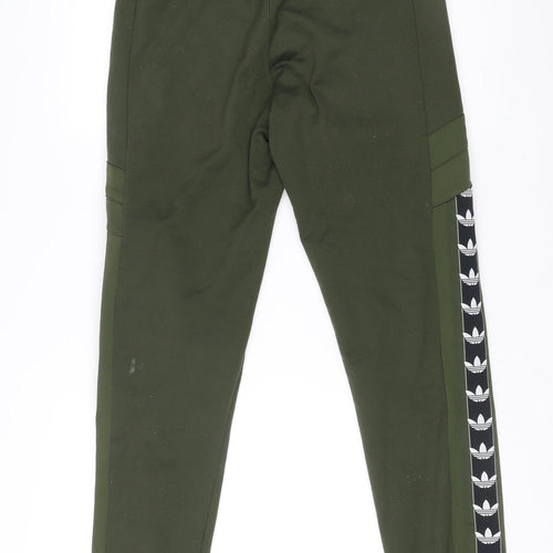 Adidas Men’s Green Jogger Track Pants M Regular Fit Tapered Fleece