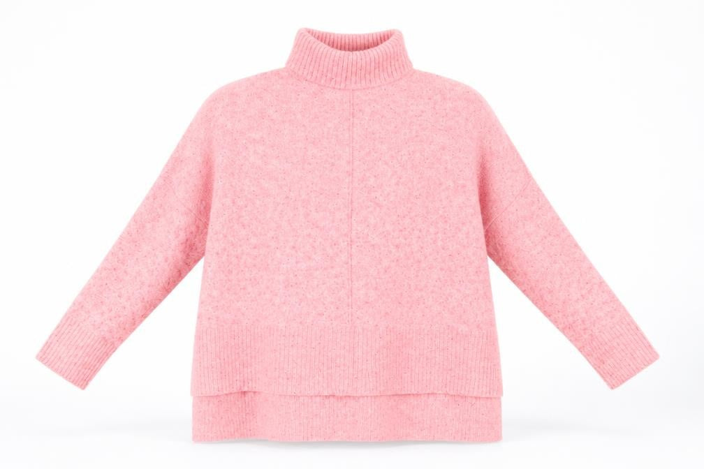 Front view of Phase Eight Women’s Pink Roll Neck jumper, size M, Wool Blend