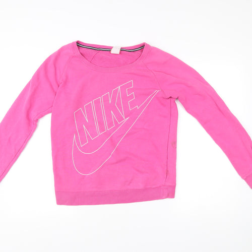 Nike Women’s Pink Small Logo Pullover Sweatshirt Long Sleeve
