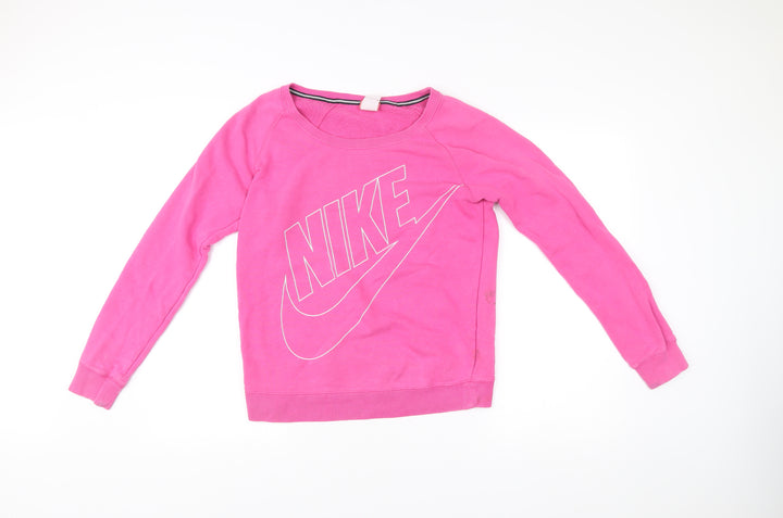 Nike Women’s Pink Small Logo Pullover Sweatshirt Long Sleeve