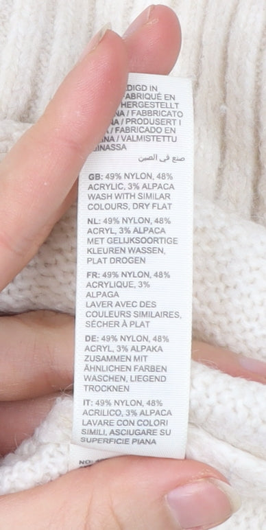 Fat Face Womens Beige Knit V-Neck Jumper Size 12 Long Sleeve Pullover