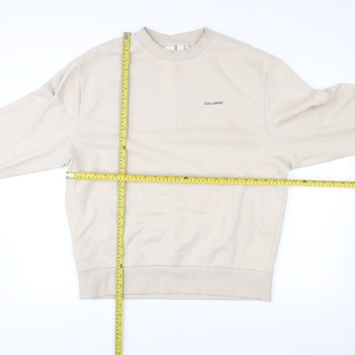 Collusion Men’s Beige Pullover Sweatshirt Medium Crew Neck
