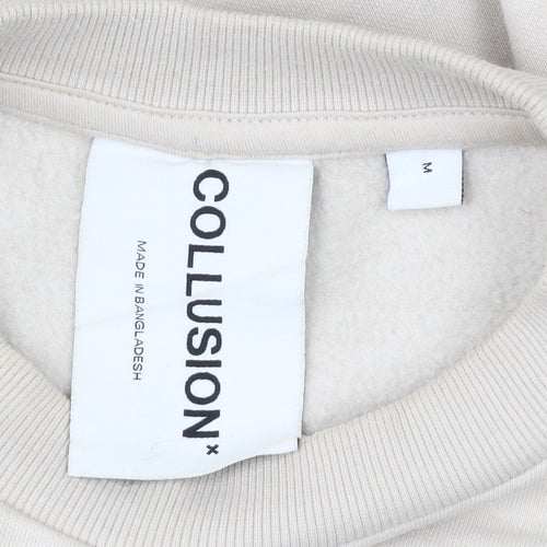 Collusion Men’s Beige Pullover Sweatshirt Medium Crew Neck