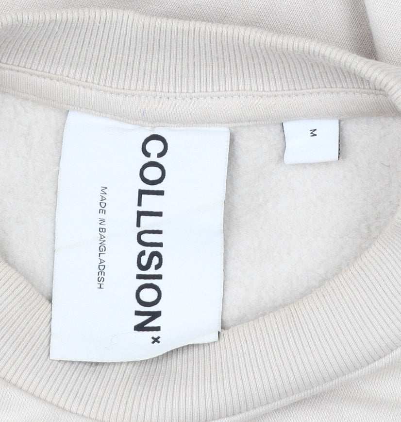 Collusion Men’s Beige Pullover Sweatshirt Medium Crew Neck