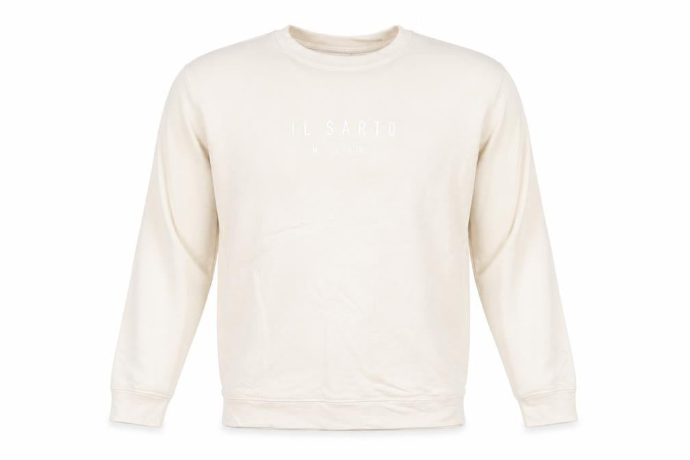 Front view of IL SARTO men’s beige l sweatshirt pullover crew neck long sleeve