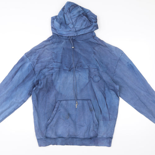 The Couture Club Mens Blue Hoodie Pullover Regular Fit Size M