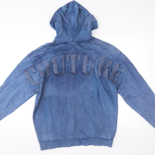 The Couture Club Mens Blue Hoodie Pullover Regular Fit Size M