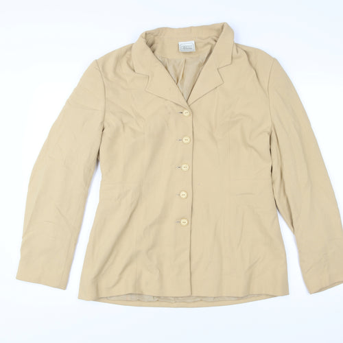 Simply Classic Womens Beige Size 14 Single-Breasted Suit Jacket