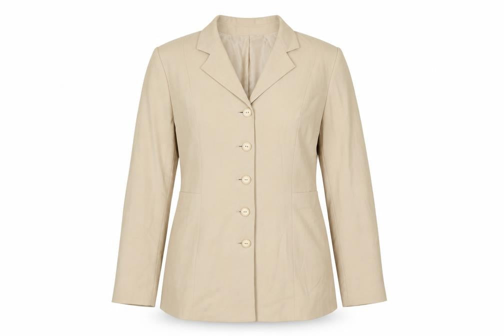 Front view of Simply Classic women’s beige, size UK 14, single-breasted suit jacket