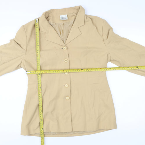 Simply Classic Womens Beige Size 14 Single-Breasted Suit Jacket