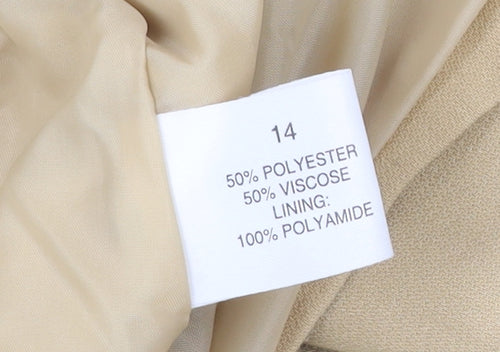 Simply Classic Womens Beige Size 14 Single-Breasted Suit Jacket