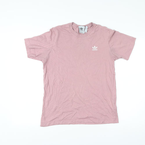 adidas Men’s Pink Cotton Crew Neck Short Sleeve Logo T-Shirt Size S