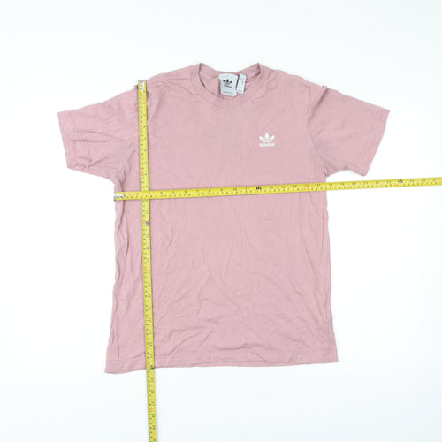 adidas Men’s Pink Cotton Crew Neck Short Sleeve Logo T-Shirt Size S