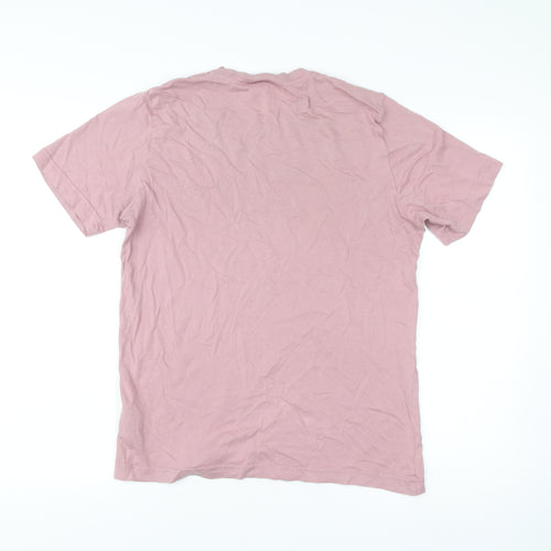 adidas Men’s Pink Cotton Crew Neck Short Sleeve Logo T-Shirt Size S