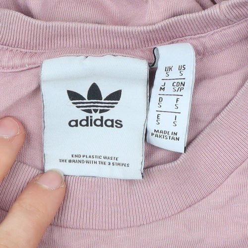 adidas Men’s Pink Cotton Crew Neck Short Sleeve Logo T-Shirt Size S
