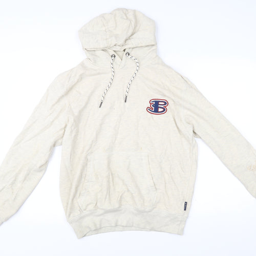 Ben Sherman Men’s Beige Pullover Hoodie L Logo Embroidered