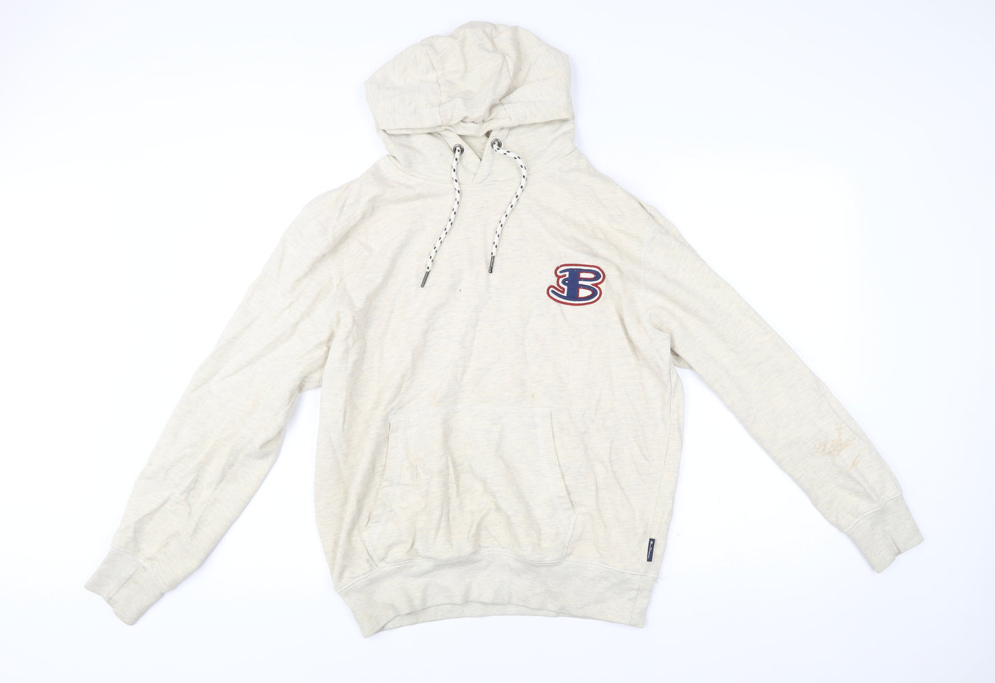 Ben Sherman Men’s Beige Pullover Hoodie L Logo Embroidered