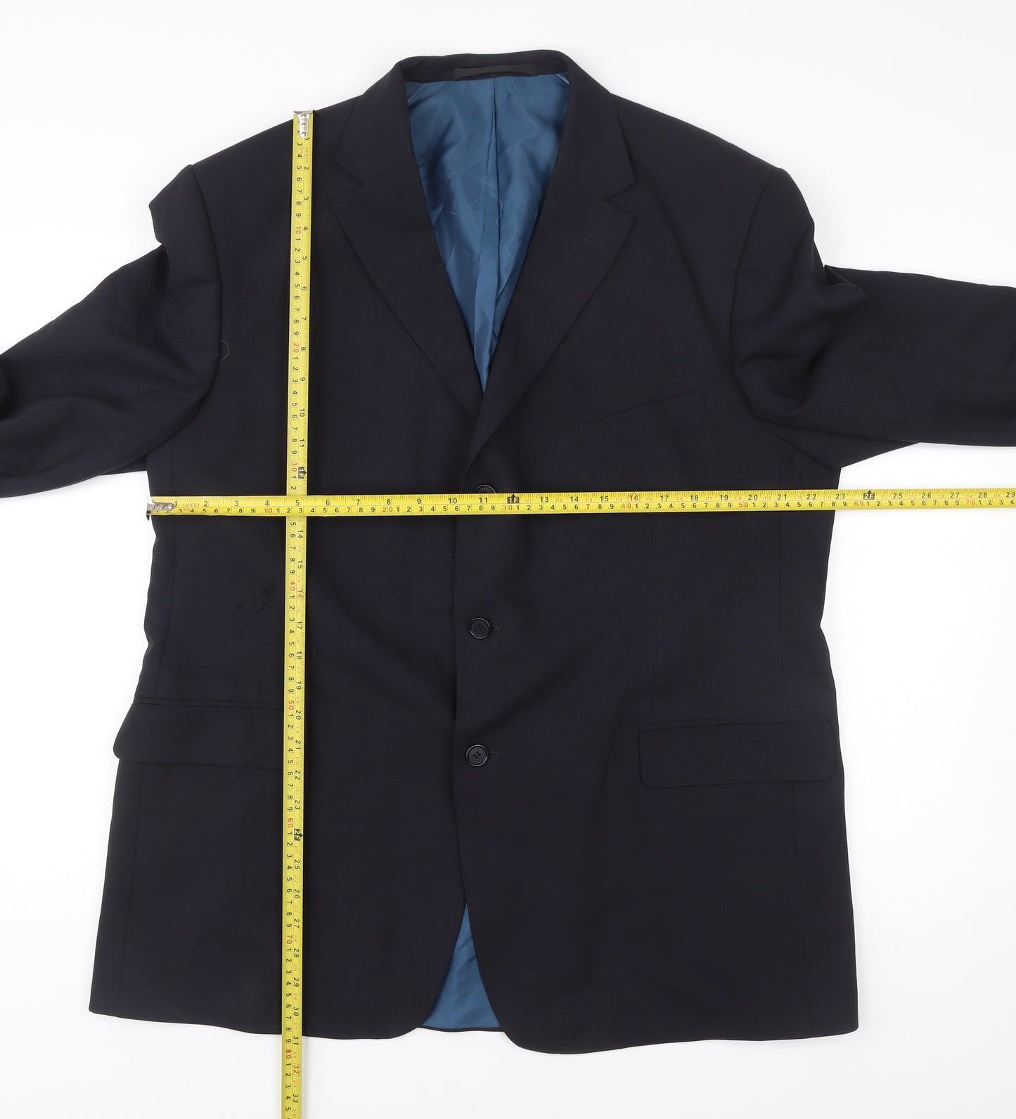 Marks and Spencer Men’s Navy Blue Wool Blend Blazer Jacket 46 M