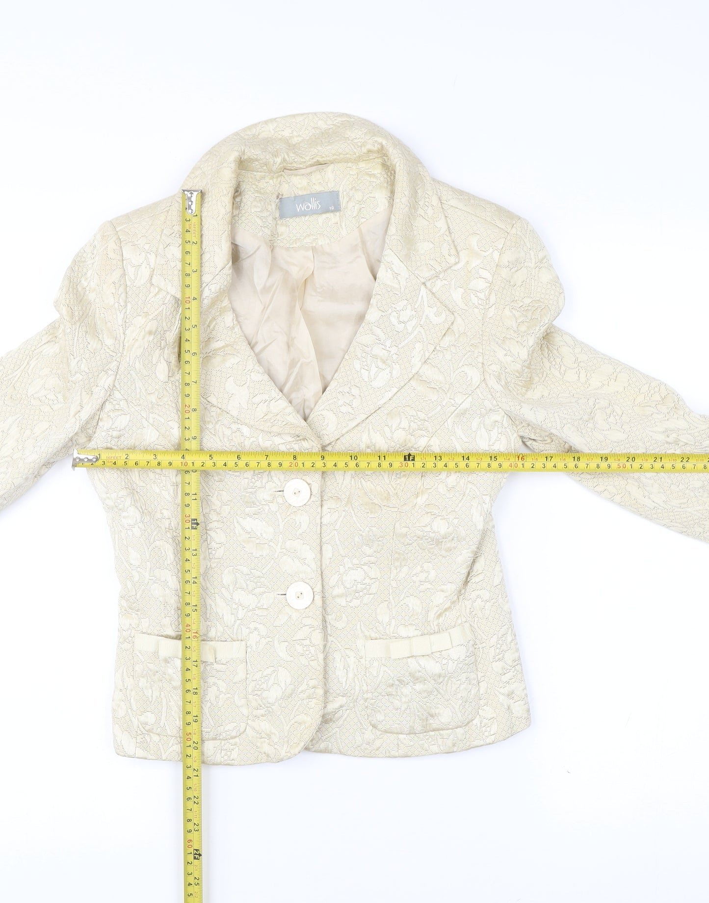 Wallis Women’s Ivory Floral Jacquard Blazer Jacket Size 10