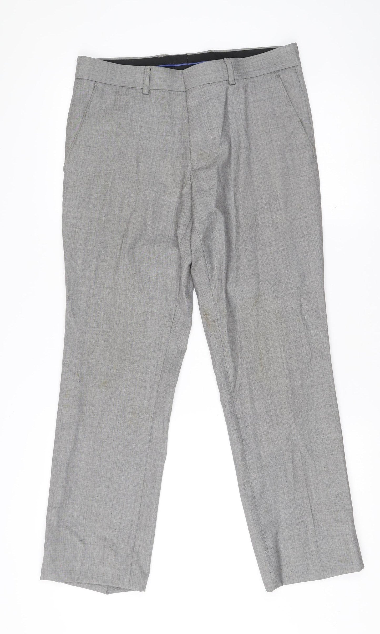 Topman Men’s Grey Wool Blend Suit Trousers 32R Slim Fit Formal Business