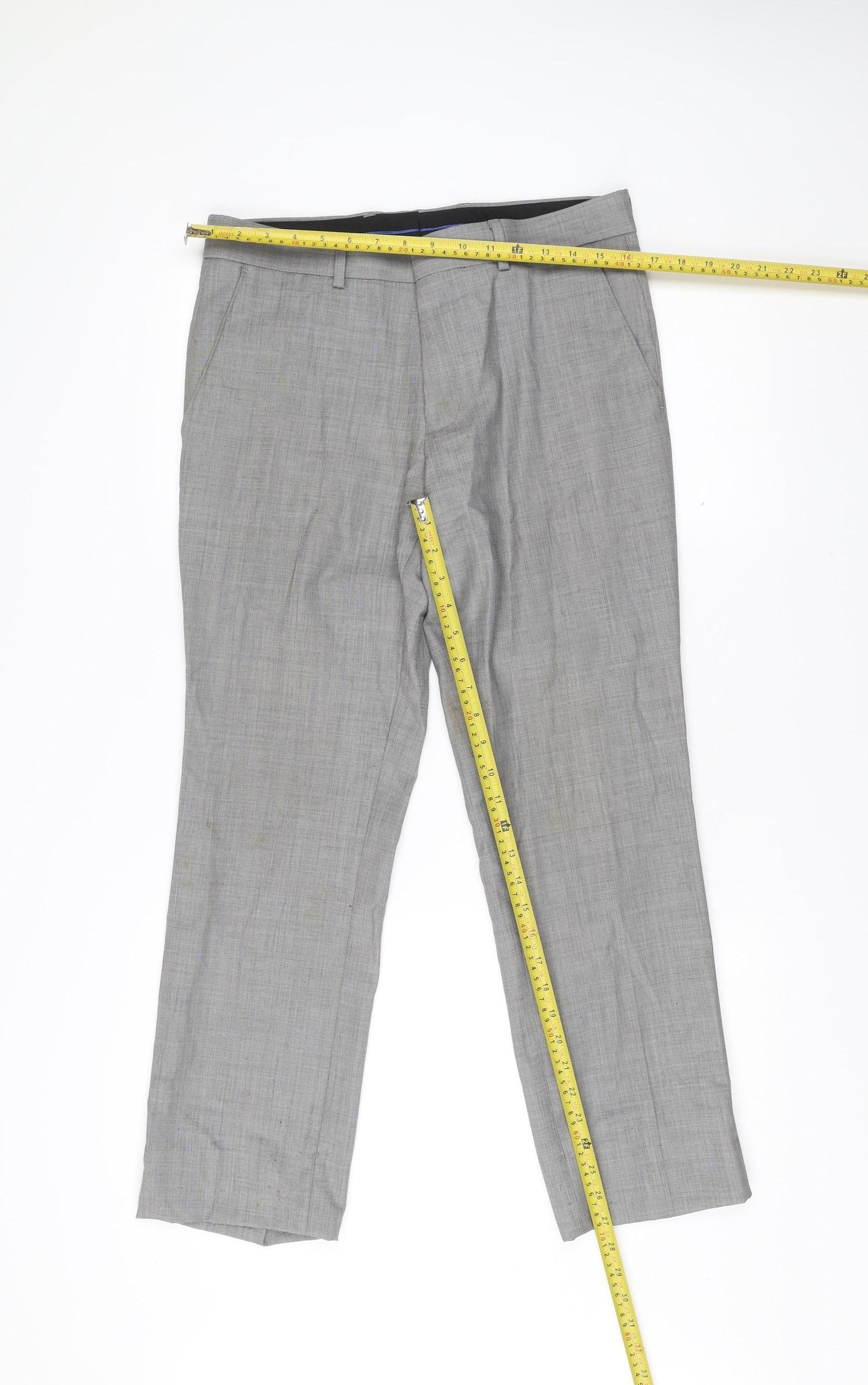 Topman Men’s Grey Wool Blend Suit Trousers 32R Slim Fit Formal Business
