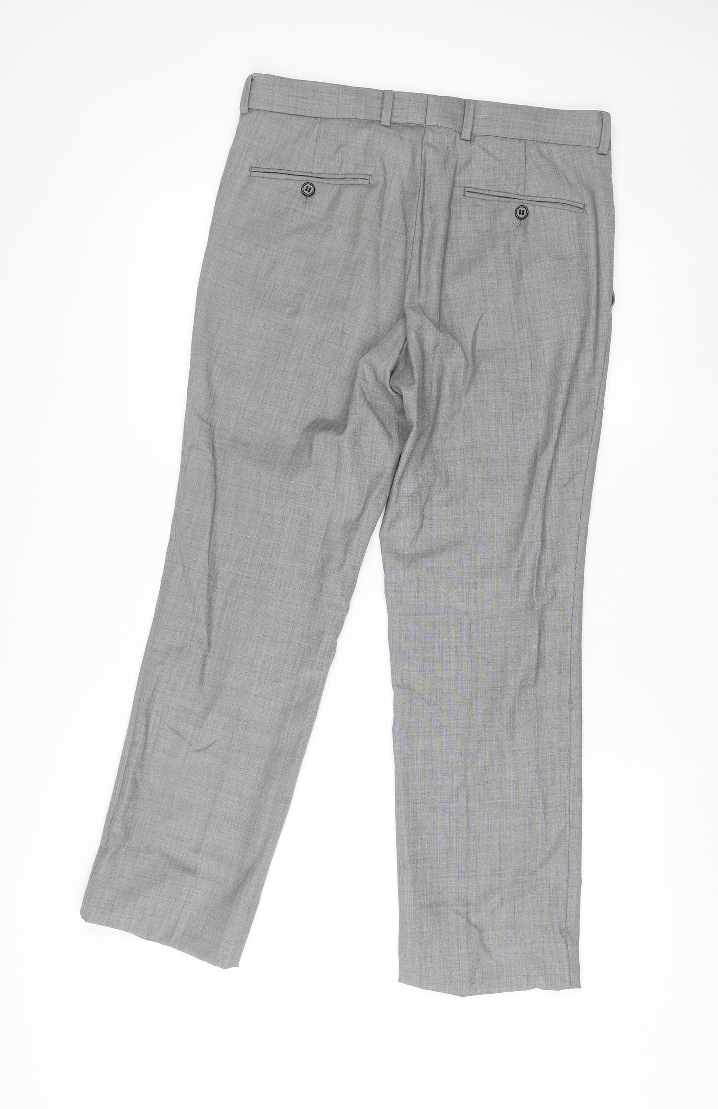 Topman Men’s Grey Wool Blend Suit Trousers 32R Slim Fit Formal Business