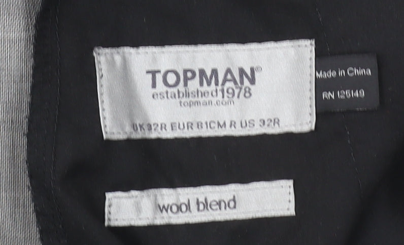 Topman Men’s Grey Wool Blend Suit Trousers 32R Slim Fit Formal Business