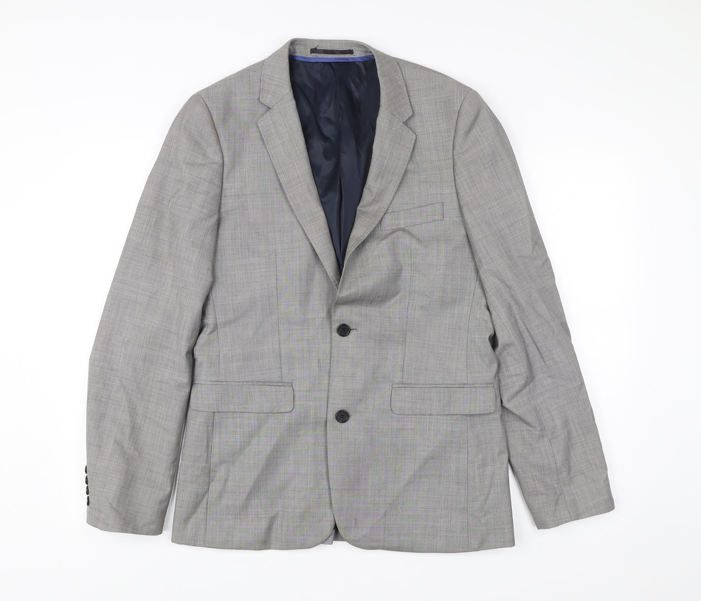 Topman Men’s Grey Blazer Jacket 38 Chest Wool Blend Formal