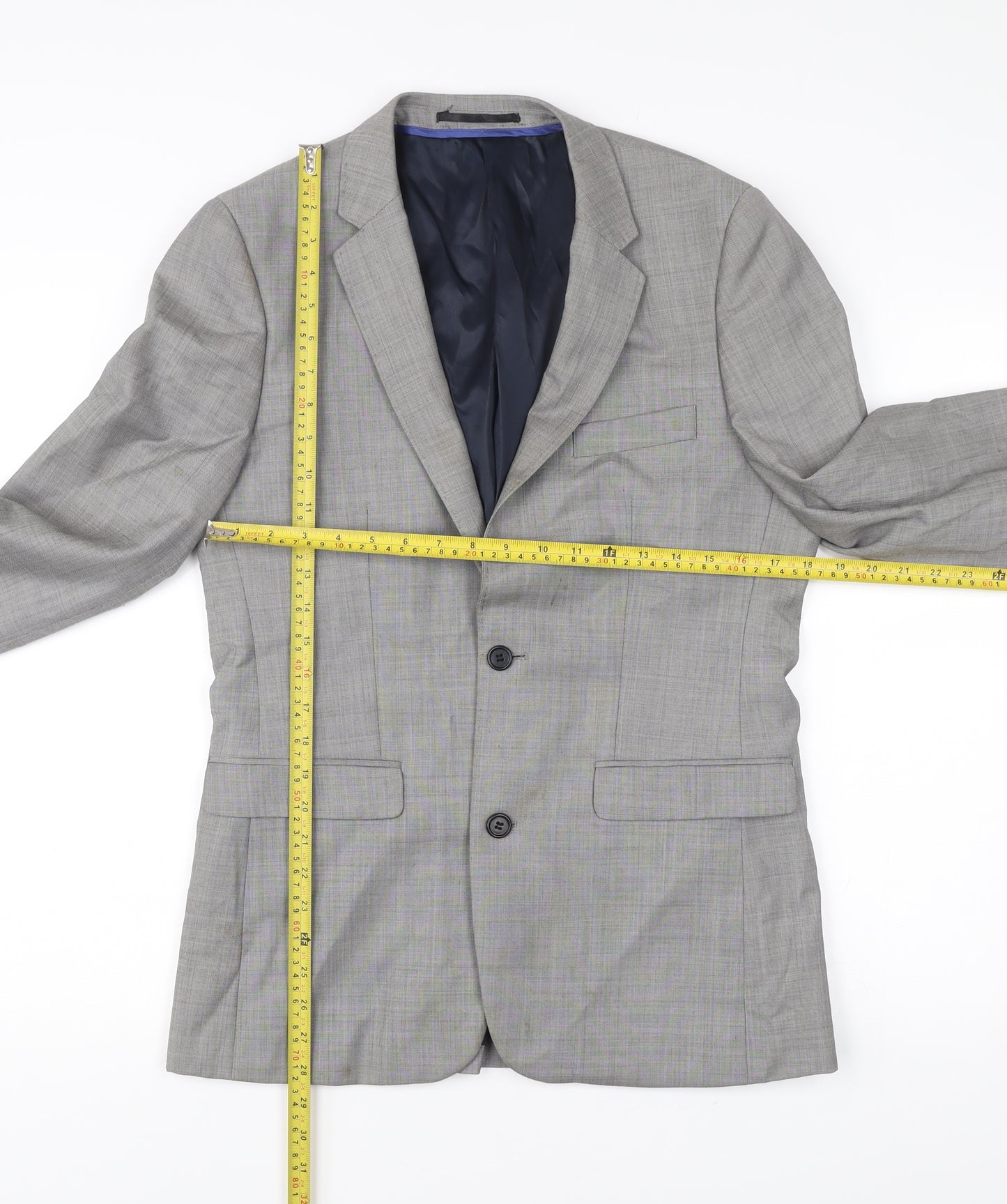 Topman Men’s Grey Blazer Jacket 38 Chest Wool Blend Formal