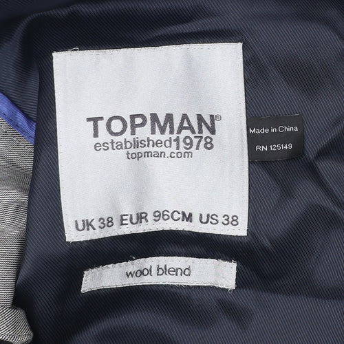 Topman Men’s Grey Blazer Jacket 38 Chest Wool Blend Formal
