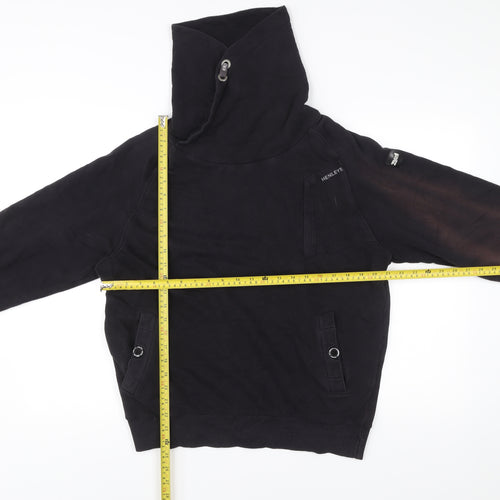 Henleys Men’s Black Pullover Hoodie Size L High Neck Logo Print