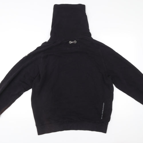 Henleys Men’s Black Pullover Hoodie Size L High Neck Logo Print