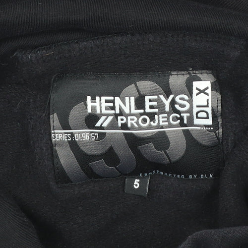 Henleys Men’s Black Pullover Hoodie Size L High Neck Logo Print