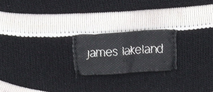 James Lakeland Womens Black Boat Neck Pullover Jumper S Beaded Trim