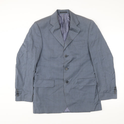 Austin Reed Men Blue 38 Jacket Blazer Check Wool Cotton