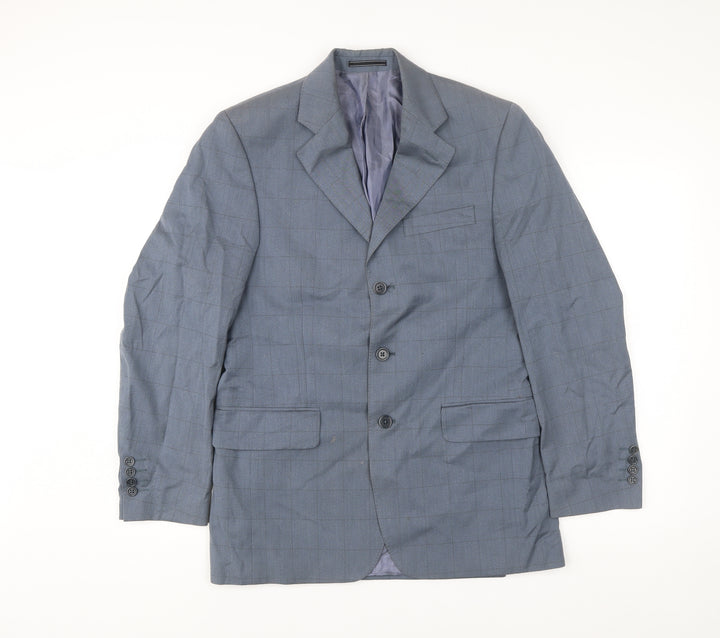 Austin Reed Men Blue 38 Jacket Blazer Check Wool Cotton