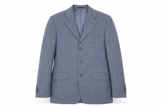 Front view of Austin Reed Men Blue 38 Jacket Blazer Check Wool Cotton