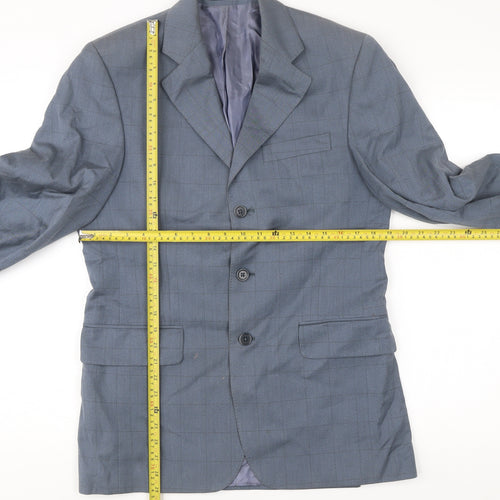 Austin Reed Men Blue 38 Jacket Blazer Check Wool Cotton