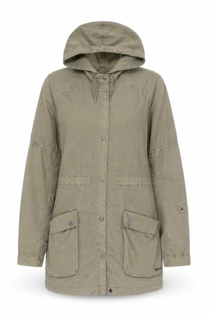 Bench Womens Green Cotton Parka Jacket Size S Hooded Outdoor