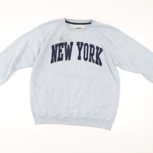 New York Popular Mens Grey Sweatshirt L Crew Neck Pullover Logo