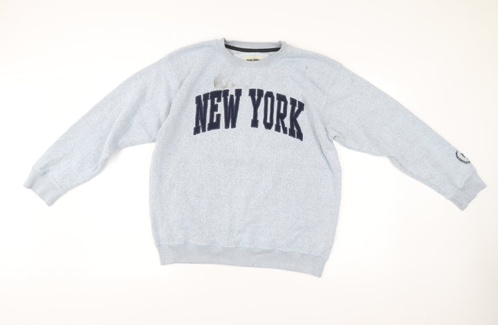 New York Popular Mens Grey Sweatshirt L Crew Neck Pullover Logo