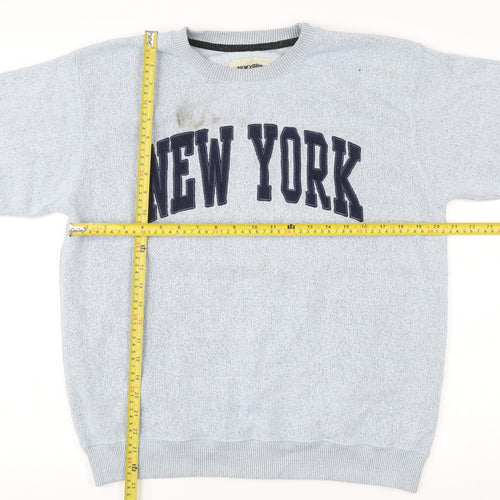 New York Popular Mens Grey Sweatshirt L Crew Neck Pullover Logo