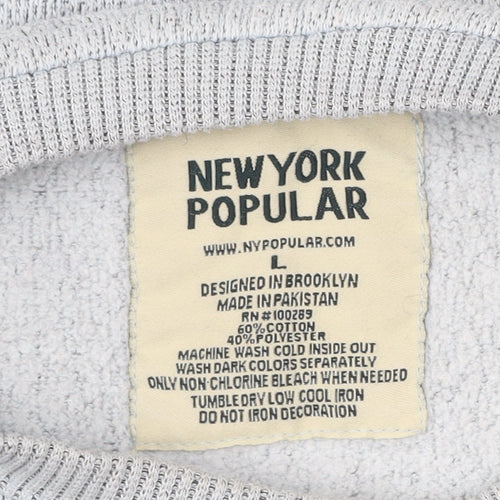 New York Popular Mens Grey Sweatshirt L Crew Neck Pullover Logo