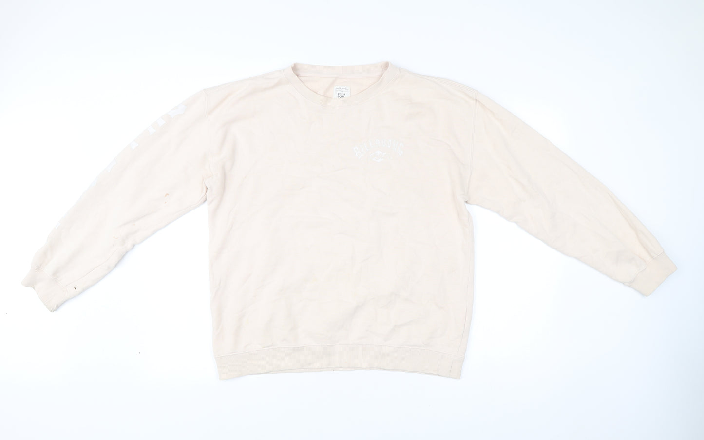 Billabong Mens Beige Crew Neck Sweatshirt Size S Graphic Pullover